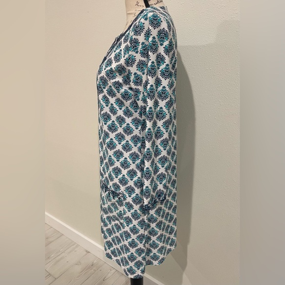 Cabana Life Blue and White Resort Midi Dress with Polo Collar - Picture 2 of 10